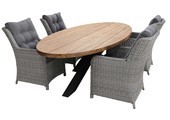 5-delige tuinset | 4 Dublin tuinstoelen (MG) | 240cm ovale Palu tuintafel