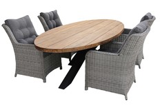 5-delige tuinset | 4 Dublin tuinstoelen (MG) | 240cm ovale Palu tuintafel