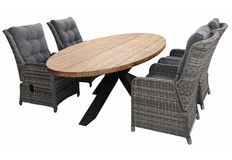 5-delige tuinset | 4 Dublin verstelbare stoelen (AG) | 240cm ovale Palu tuintafel
