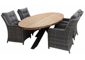 5-delige tuinset | 4 Dublin tuinstoelen (AG) | 240cm ovale Palu tuintafel