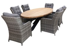 7-delige tuinset | 6 Dublin tuinstoelen (AG) | 300cm ovale Palu tuintafel