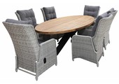 7-delige tuinset | 6 Dublin verstelbare stoelen (MG) | 300cm ovale Palu tuintafel