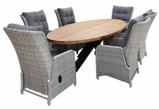 7-delige tuinset | 6 Dublin verstelbare stoelen (MG) | 300cm ovale Palu tuintafel