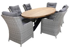 7-delige tuinset | 6 Dublin tuinstoelen (MG) | 300cm ovale Palu tuintafel