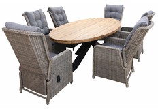 7-delige tuinset | 6 Dublin verstelbare stoelen (SW) | 300cm ovale Palu tuintafel