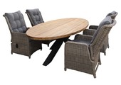 5-delige tuinset | 4 Dublin verstelbare stoelen (SW) | 240cm ovale Palu tuintafel