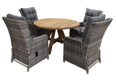 5-delige ronde tuinset | 4 Dublin verstelbare stoelen | ø120cm Ayra tuintafel