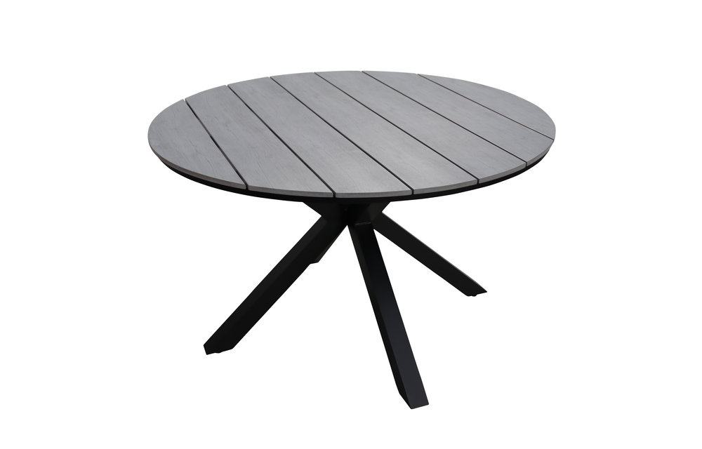 7-delige ronde tuinset | 6 Dublin verstelbare stoelen (SW) | ⌀150cm Cyprus tuintafel (Grey)