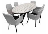 7-delige tuinset | 6 Pisa tuinstoelen | 220cm ovale Cyprus tuintafel