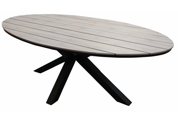 5-delige tuinset | 4 Utah tuinstoelen (Desert) | 180cm ovale Cyprus tuintafel (Wood)