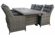 7-delige tuinset | 6 Sevilla tuinstoelen | 230cm tuintafel | Wicker & Keramiek