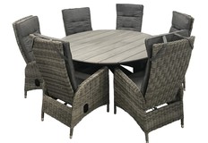 7-delige ronde tuinset | 6 Kos verstelbare tuinstoelen | ⌀150cm Cyprus tuintafel