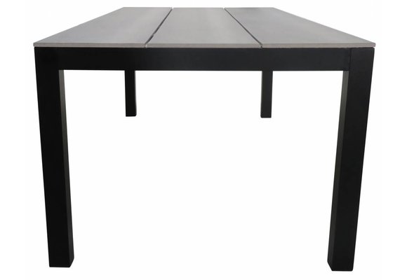 5-delige tuinset | 4 Delia stapelbare tuinstoelen (Black) | 180cm Cyprus tuintafel (Grey)