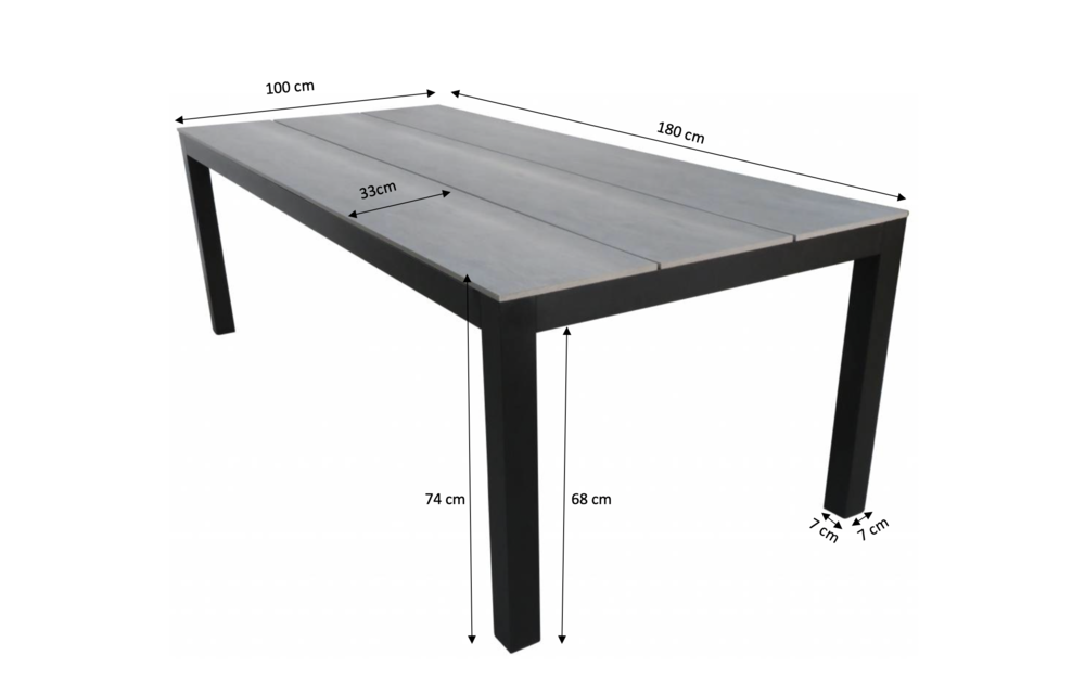 5-delige tuinset | 4 Mona tuinstoelen (Sand) | 180cm Cyprus tuintafel (Grey)