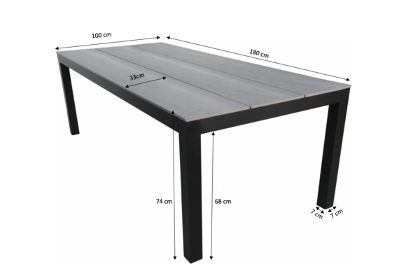 5-delige tuinset | 4 Pisa stoelen (White) | 180cm Cyprus tuintafel (Grey)