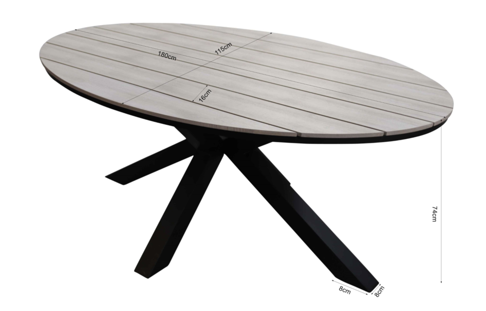 5-delige tuinset | 4 Dublin tuinstoelen (AG) | 180cm ovale Cyprus tuintafel (Wood)
