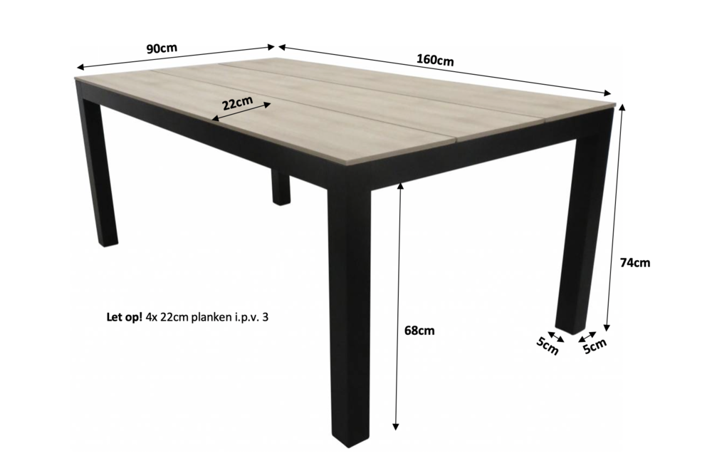 5-delige tuinset | 4 Dublin tuinstoelen (AG) | 160 of 180cm Cyprus tuintafel (Wood)