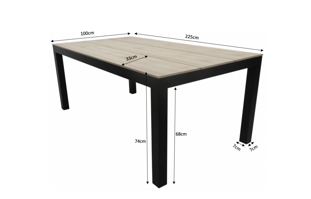 7 delige tuinset | 6 Dublin tuinstoelen (AG) | 225 cm Cyprus tuintafel (Wood)