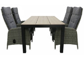 5-delige tuinset | 4 Kos verstelbare stoelen (AG) | 160 of 180cm Cyprus tuintafel