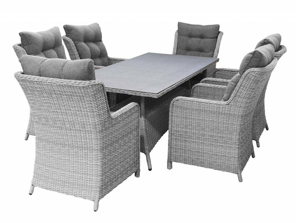4 Seizoenen Tuinmeubelen 7-delige tuinset | 6 Dublin tuinstoelen (MG) | 180cm tuintafel (Keramiek)