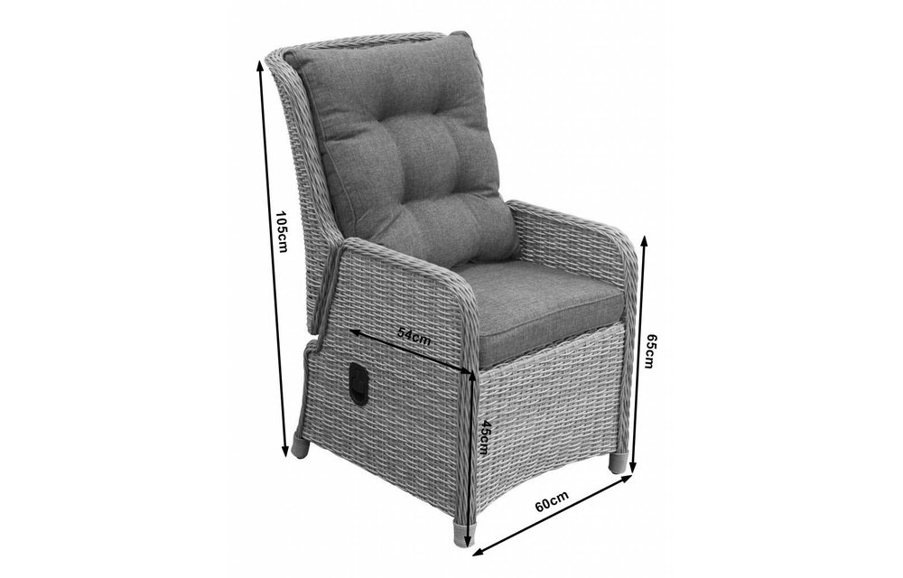 7-delige ronde tuinset | 6 Dublin verstelbare stoelen | ⌀150cm tuintafel (MG)