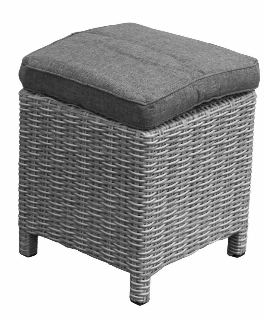 4 Seizoenen Tuinmeubelen Hocker Dublin 40x40cm | Mystic Grey | Wicker