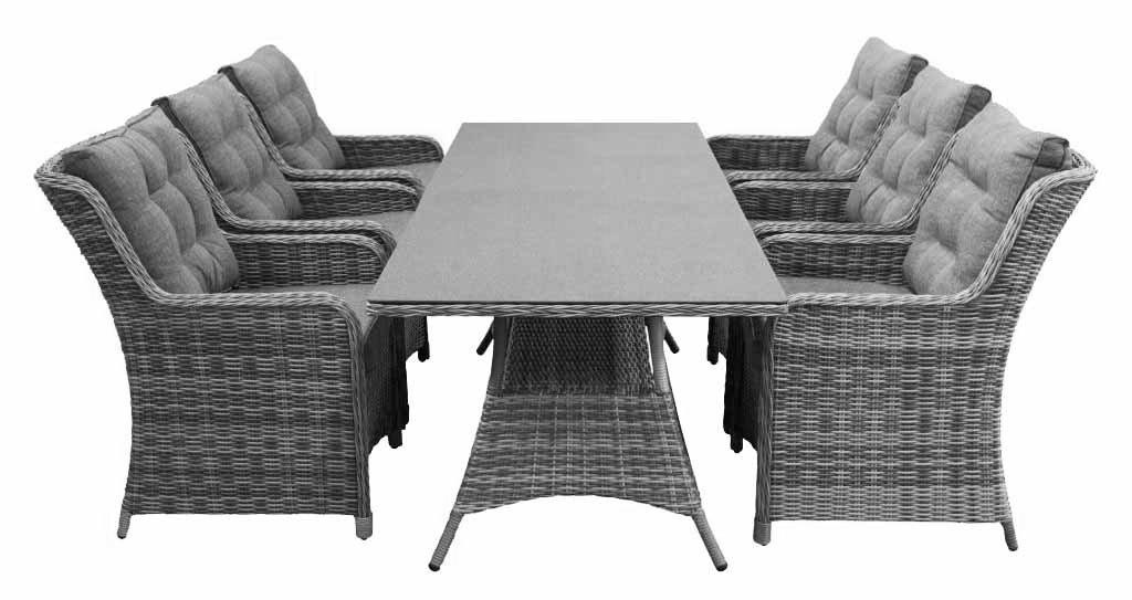 4 Seizoenen Tuinmeubelen 7-delige tuinset | 6 Dublin tuinstoelen (AG) | 180cm tuintafel (Keramiek)