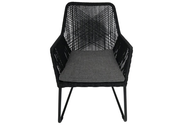 5-delige tuinset | 4 Mona tuinstoelen (Black) | 160cm Cyprus tuintafel (Grey)