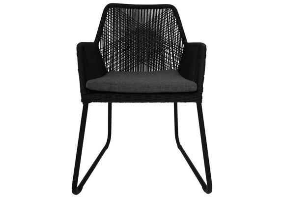 5-delige tuinset | 4 Mona tuinstoelen (Black) | 180cm ovale Cyprus tuintafel (Grey)