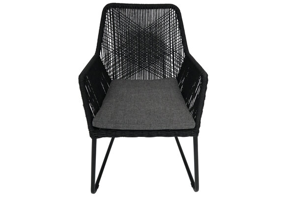 5-delige tuinset | 4 Mona tuinstoelen (Black) | 180cm ovale Cyprus tuintafel (Grey)