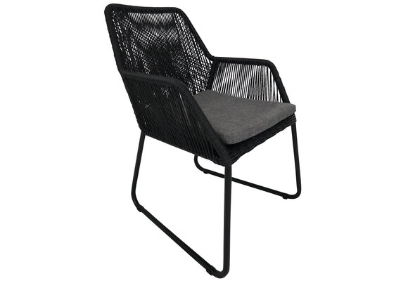 5-delige tuinset | 4 Mona tuinstoelen (Black) | 180cm ovale Cyprus tuintafel (Grey)