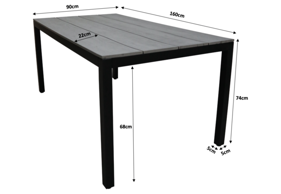 5-delige tuinset | 4 Dublin tuinstoelen (BL) | 160 Cyprus tuintafel (Grey)