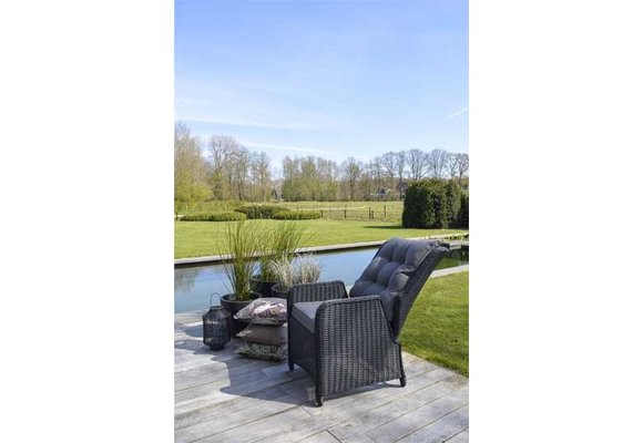 5-delige tuinset | 4 Dublin verstelbare stoelen (BL) | 180cm ovale Cyprus tuintafel (Wood)