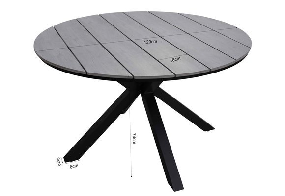 5-delige ronde tuinset | 4 Dublin tuinstoelen (AG) | ⌀120cm Cyprus tuintafel (Grey)