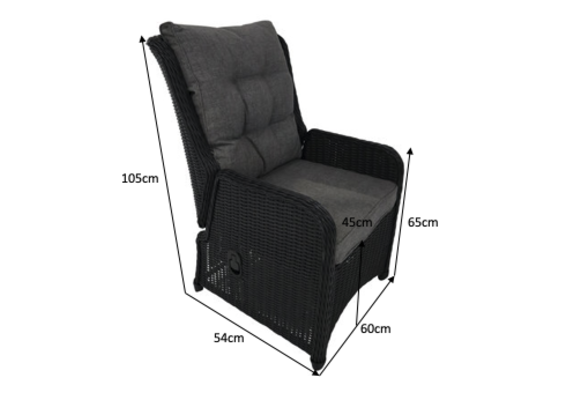5-delige ronde tuinset | 4 Dublin verstelbare stoelen (BL) | ⌀120cm Cyprus tuintafel (Wood)