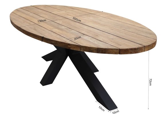 7-delige tuinset | 6 Dublin verstelbare stoelen (SW) | 300cm ovale Palu tuintafel (Teak)