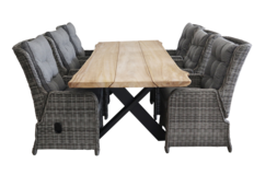 7-delige tuinset | 6 Dublin verstelbare tuinstoelen AG | Pohon tuintafel