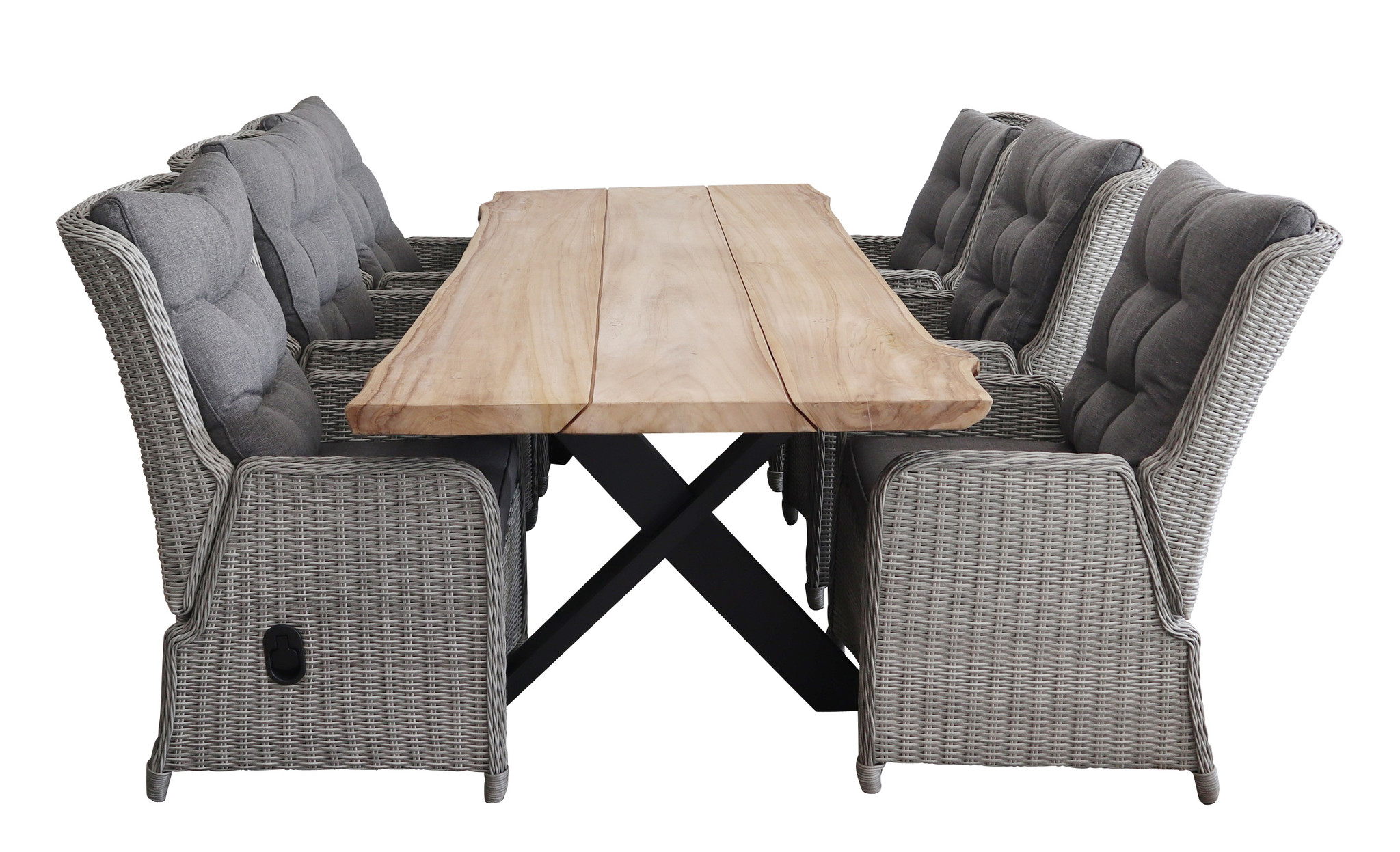 4 Seizoenen Tuinmeubelen 7-delige tuinset | 6 Dublin verstelbare tuinstoelen MG | Pohon tuintafel