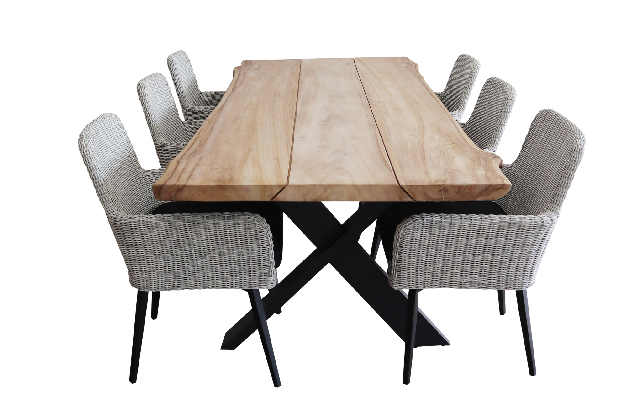 4 Seizoenen Tuinmeubelen 7-delige tuinset | 6 Pisa tuinstoelen White | Pohon tuintafel