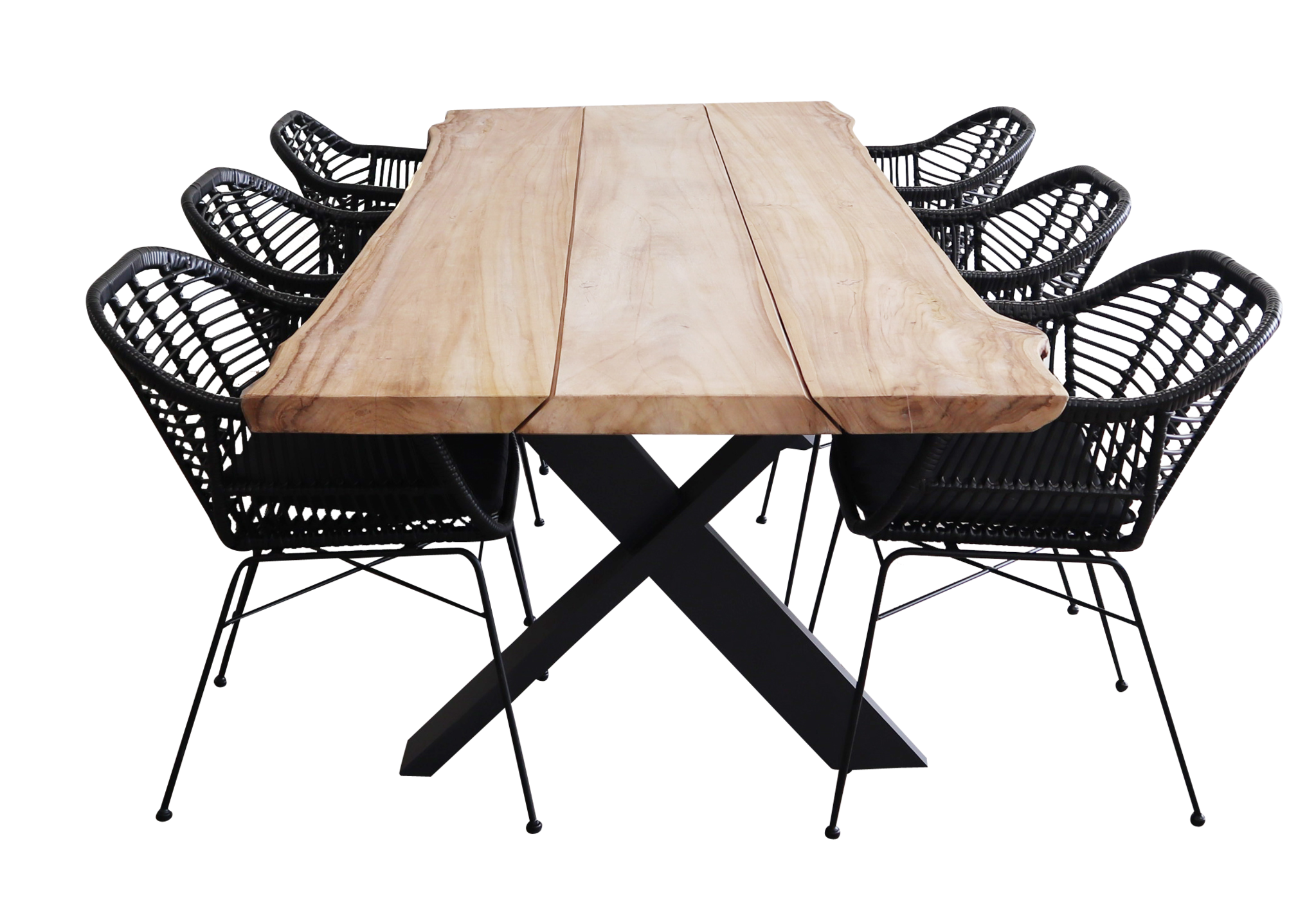 4 Seizoenen Tuinmeubelen 7-delige tuinset | 6 Oslo tuinstoelen Black | Pohon tuintafel