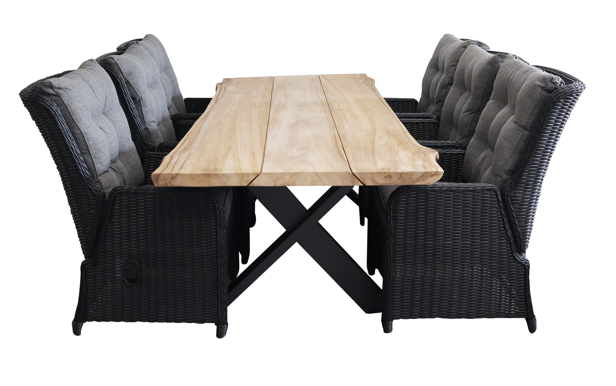 4 Seizoenen Tuinmeubelen 7-delige tuinset | 6 Dublin verstelbare tuinstoelen BL | Pohon tuintafel