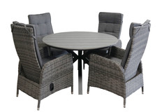 5-delige ronde tuinset | 4 Kos verstelbare tuinstoelen (AG) | ⌀ 120cm Cyprus tuintafel (Grey)