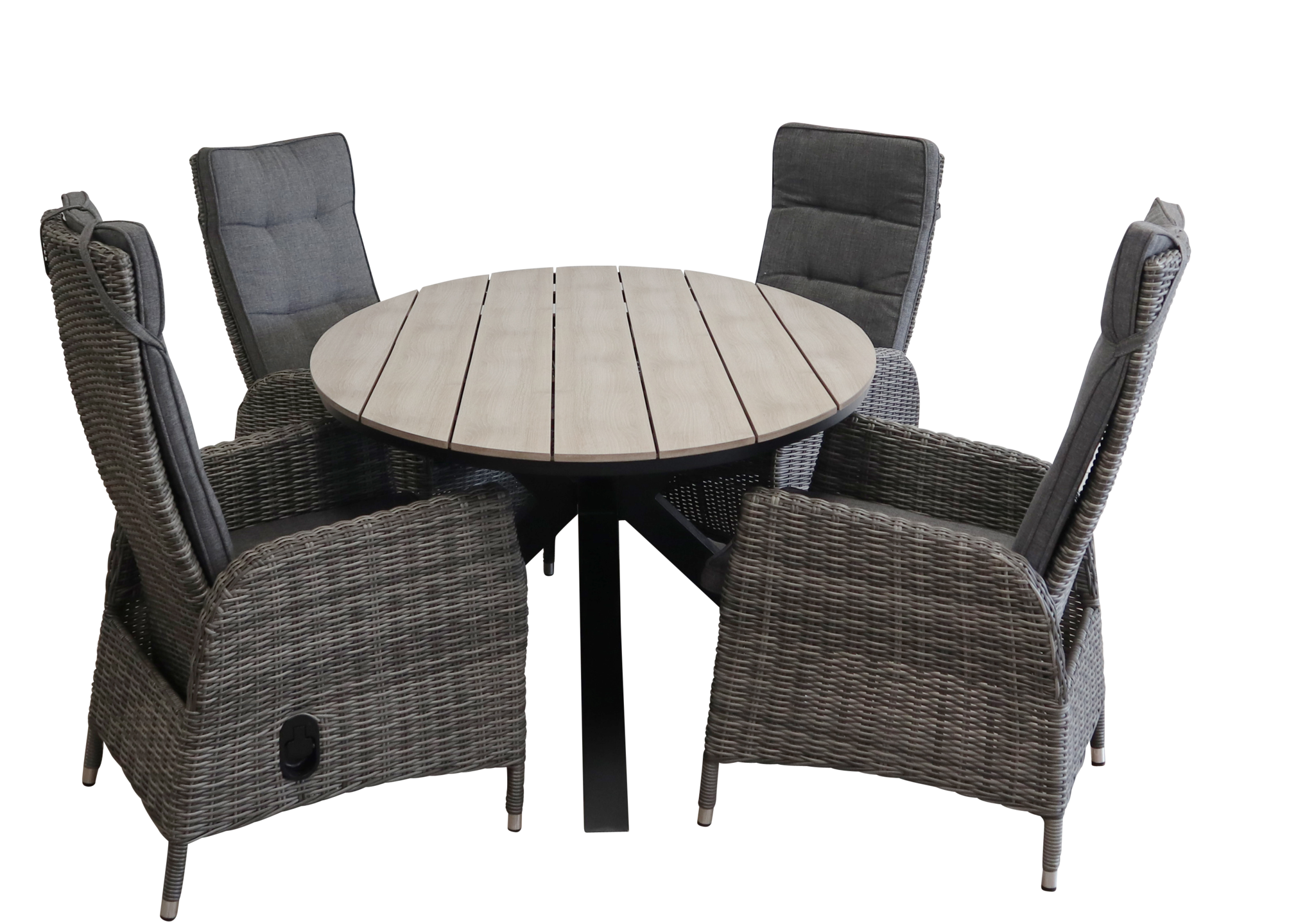 4 Seizoenen Tuinmeubelen 5-delige tuinset | 4 Kos verstelbare tuinstoelen (AG) | 180cm ovale Cyprus tuintafel (Wood)