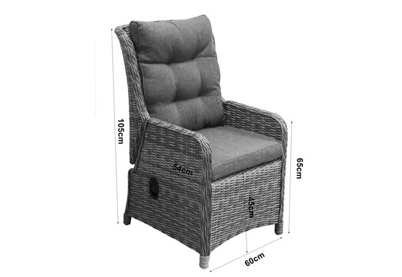 7-delige tuinset | 6 Dublin verstelbare stoelen AG | 210x100cm Calpe tuintafel