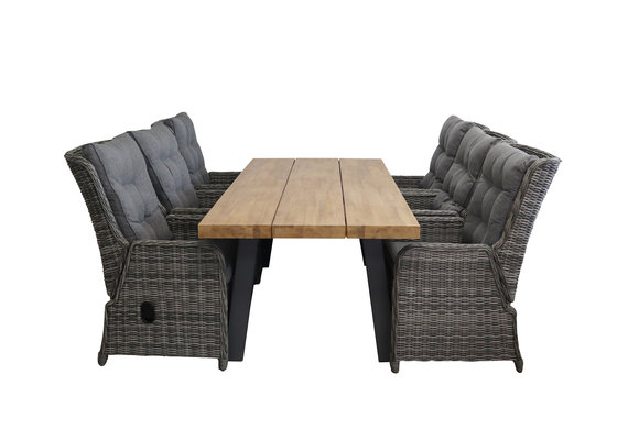 7-delige tuinset | 6 Dublin verstelbare stoelen AG | 210x100cm Calpe tuintafel
