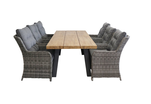 7-delige tuinset | 6 Dublin stoelen AG | 210x100cm Calpe tuintafel