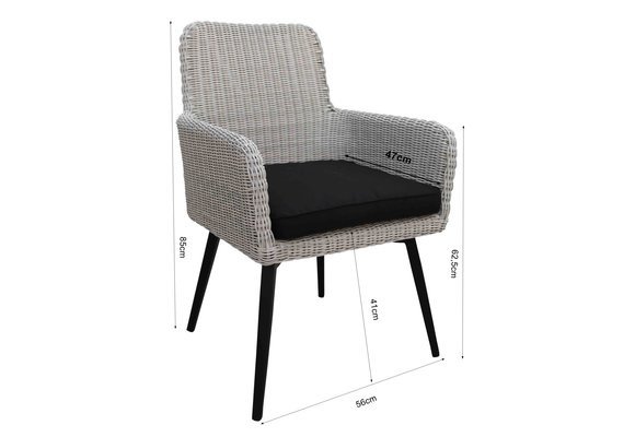 7-delige tuinset | 6 Pisa stoelen White | 210x100cm Calpe tuintafel