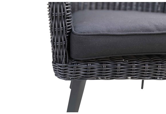 7-delige tuinset | 6 Pisa stoelen Black | 210x100cm Rock tuintafel