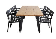 7-delige tuinset | 6 Delia stoelen Black | 210x100cm Calpe tuintafel