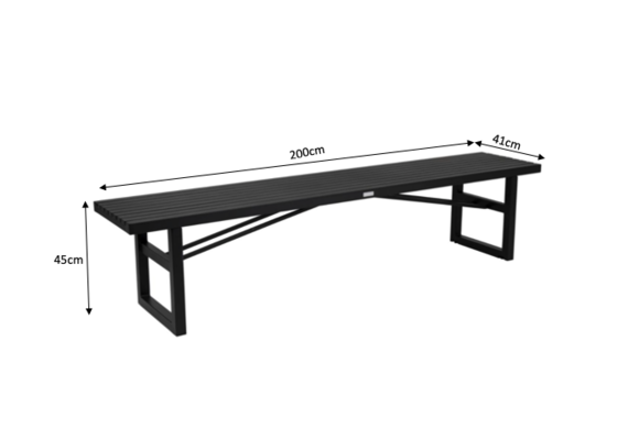 Tuinbank Vevi | 200cm | Aluminium | Black